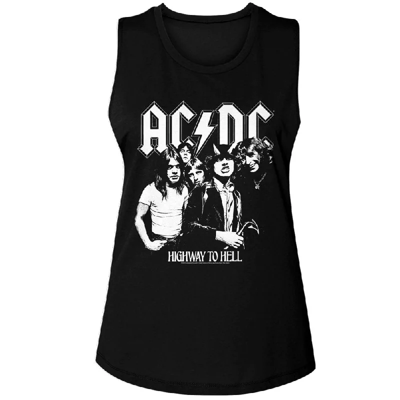 AC/DC Tank Top, Bw Highway Photo lace tank top