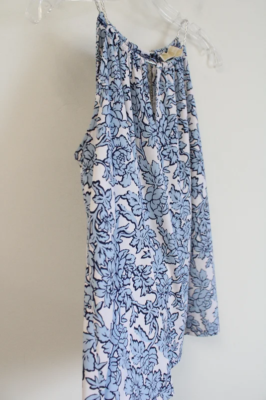 MICHAEL Michael Kors Blue White Floral Tank Blouse | M casual tank top