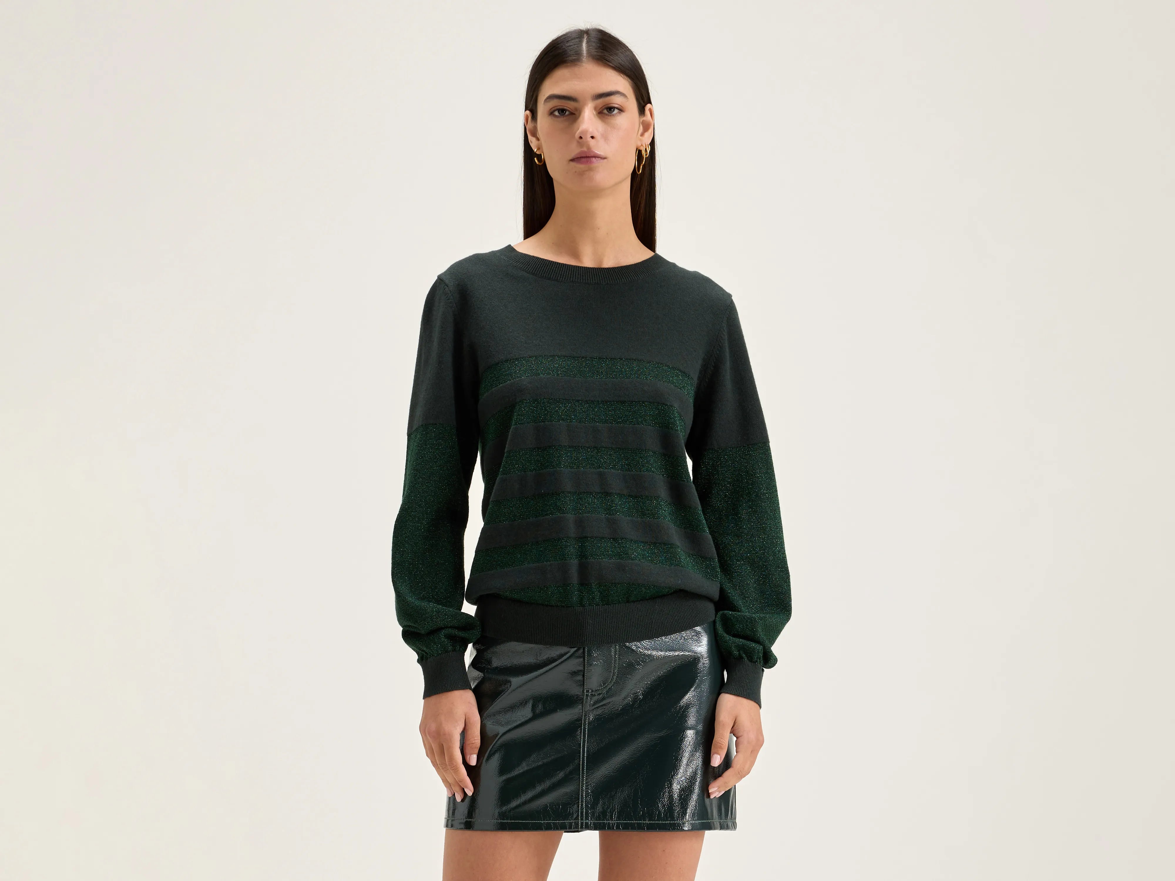 Gopsy round-neck sweater (242 / W / STRIPE C) Transparent Opaque Sheer