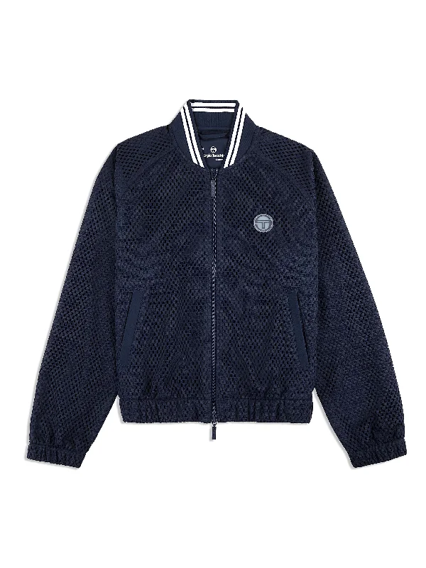 Adria Mesh Track Jacket- Maritime Blue Knit Jacket Woven Jacket Fleece Jacket