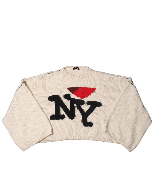 FW17 "I Love NY" Oversized Cropped Sweater Long Sweater Short Sweater Cropped Sweater