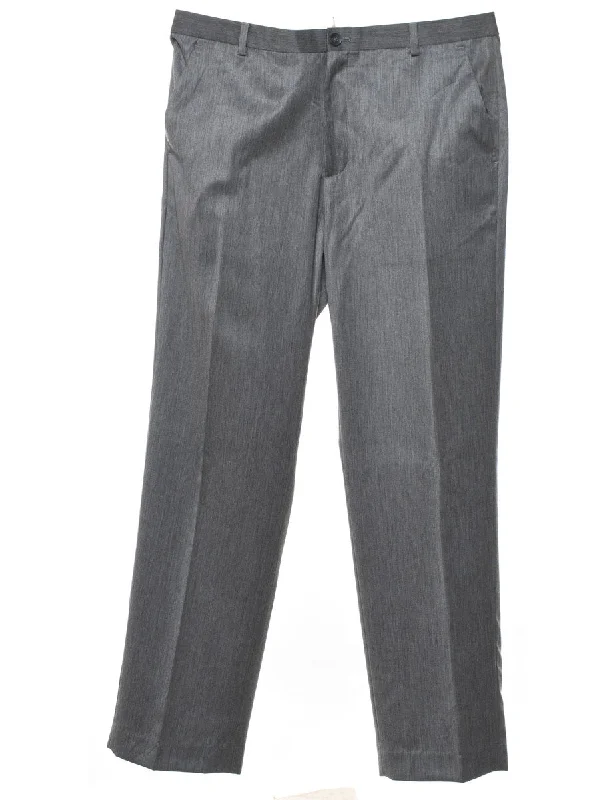 Calvin Klein Light Grey Straight-Fit Trousers - W36 L32 Trousers practical durable