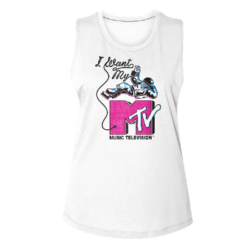 MTV Eye-Catching Tank Top, I Want My Astronaut mint tank top