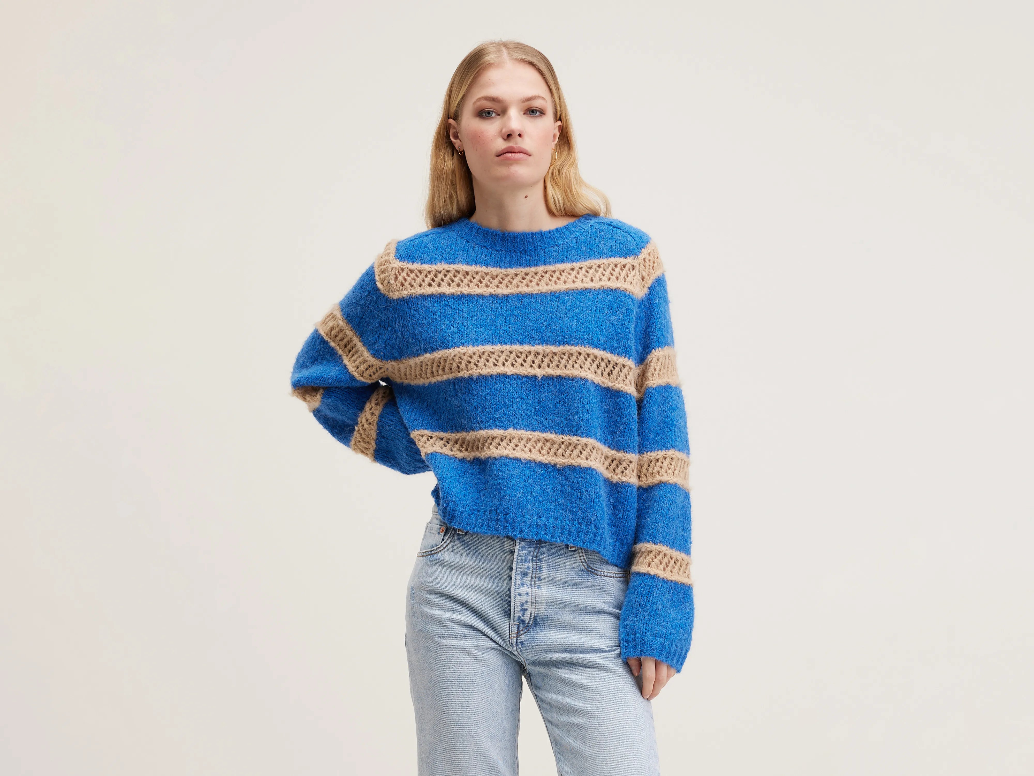 Roft crew-neck sweater (242 / W / SEA) Seamless Knitted Crochet