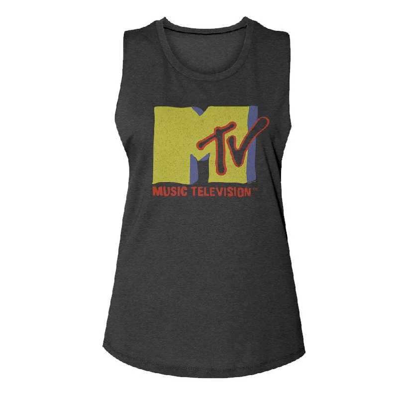 MTV Eye-Catching MUSCLE Tank Top, Muted Tones coral tank top