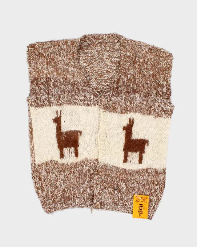 Vintage Handmade Argentinian Cardigan Vest Faux Fur Fabric Real Fur Fabric Shearling Fabric