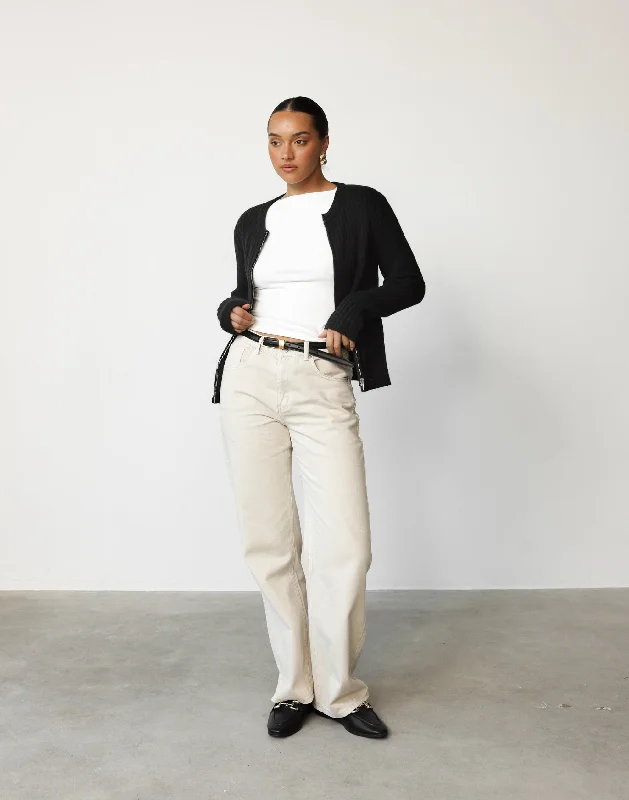 Aiko Cardigan (Black) Boxy Cardigan Fitted Cardigan A-Line