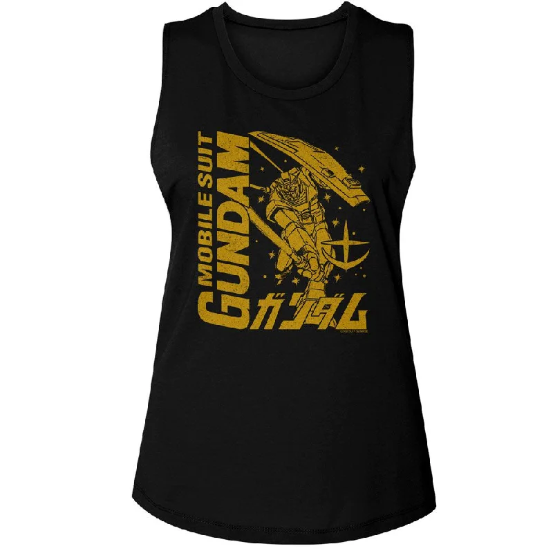 MOBILE SUIT GUNDAM Tank Top, Msg Logo Mecha Mono cropped tank top