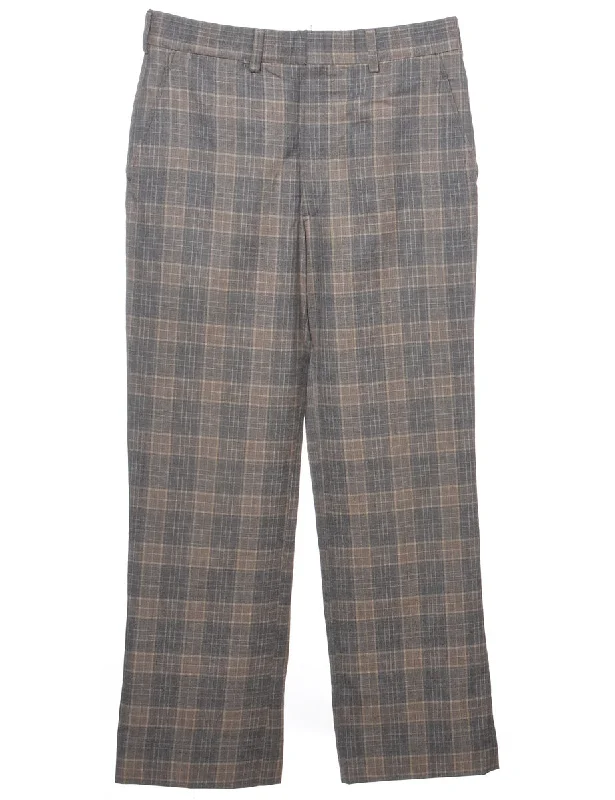 Checked Pattern Trousers - W34 L31 Trousers Leather Faux
