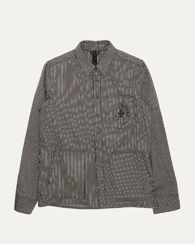 Last Bite Hickory Stripe Chore Coat Satin Silk Chiffon