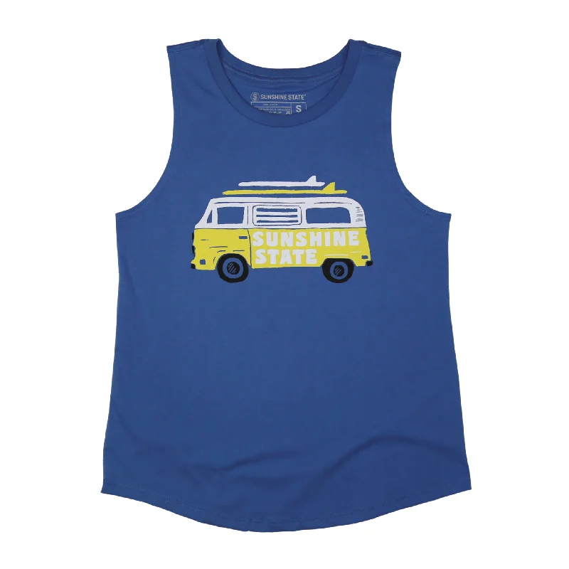 VAN LIFE MUSCLE TANK - CAPTAIN'S BLUE cropped tank top