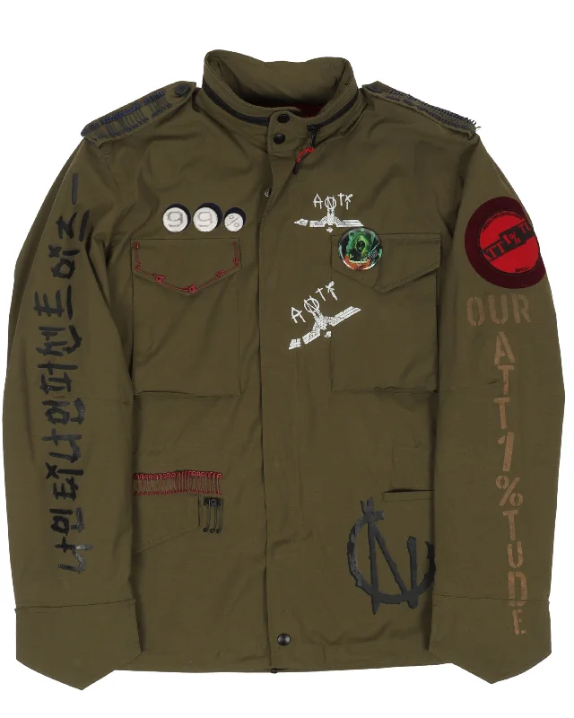 Painted Military Jacket Hooded Jacket Caped Jacket Shawl Collar Jacket