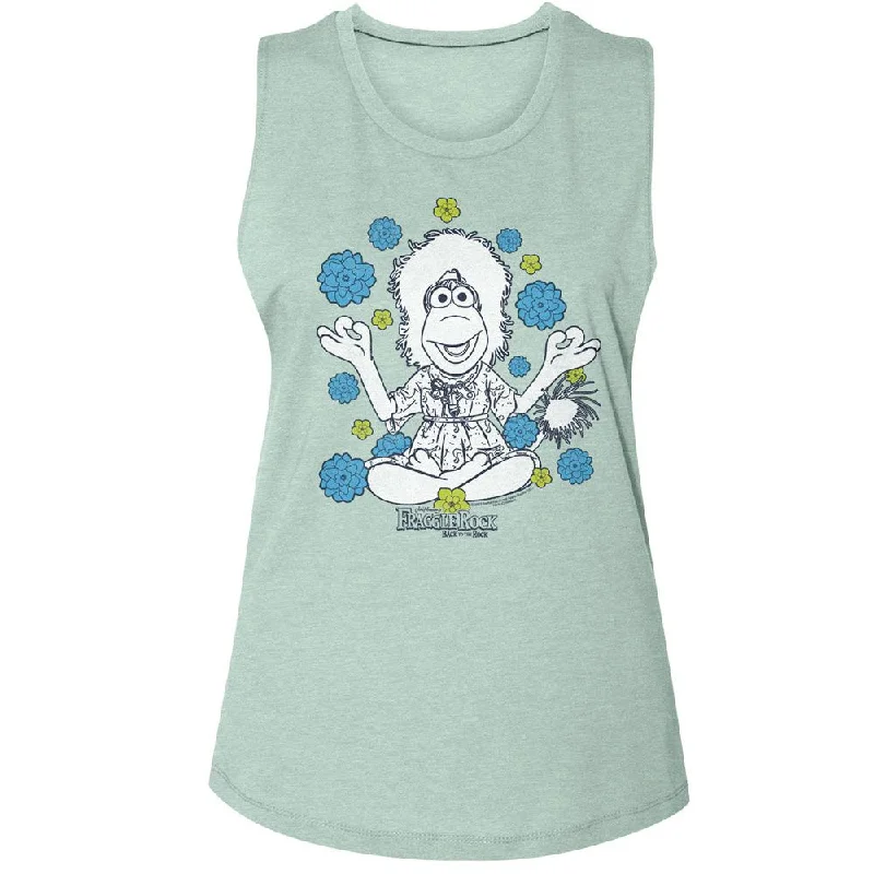 FRAGGLE ROCK Muscle Tank Top, Mokey And Flowers beige tank top