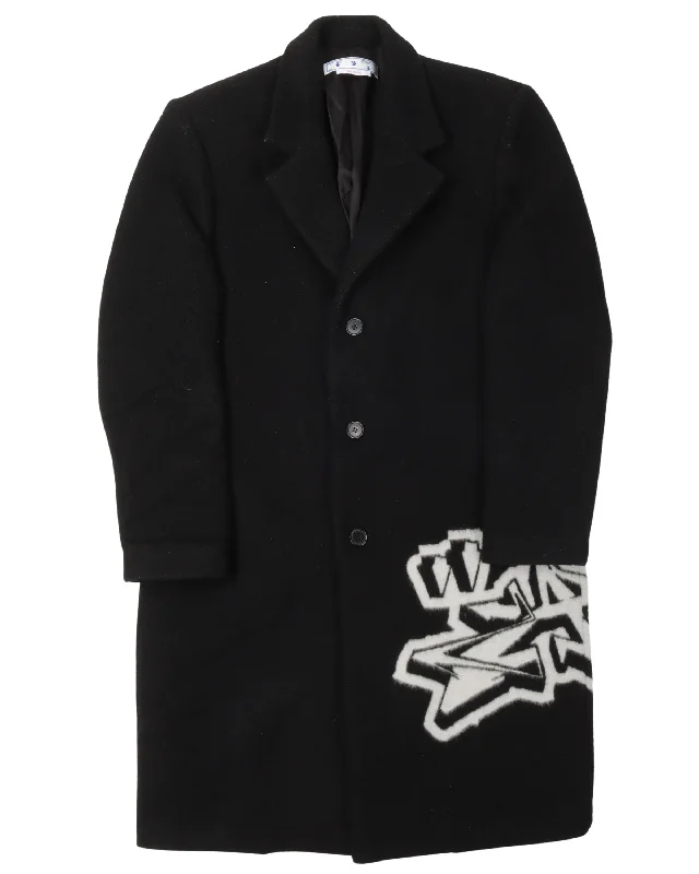 Wool Trench Jacket Welt Pockets Slit Pockets Flap Pockets
