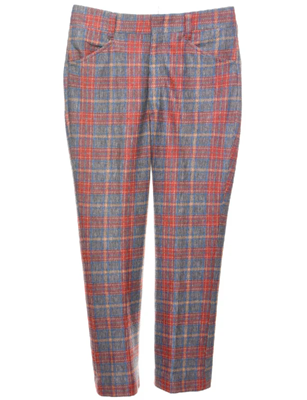 Checked Pattern Trousers - W35 L26 Trousers Corduroy Warm