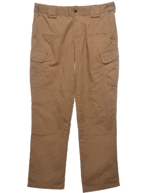 Brown Striped Cargo Trousers - W34 L32 Trousers sophisticated sleek