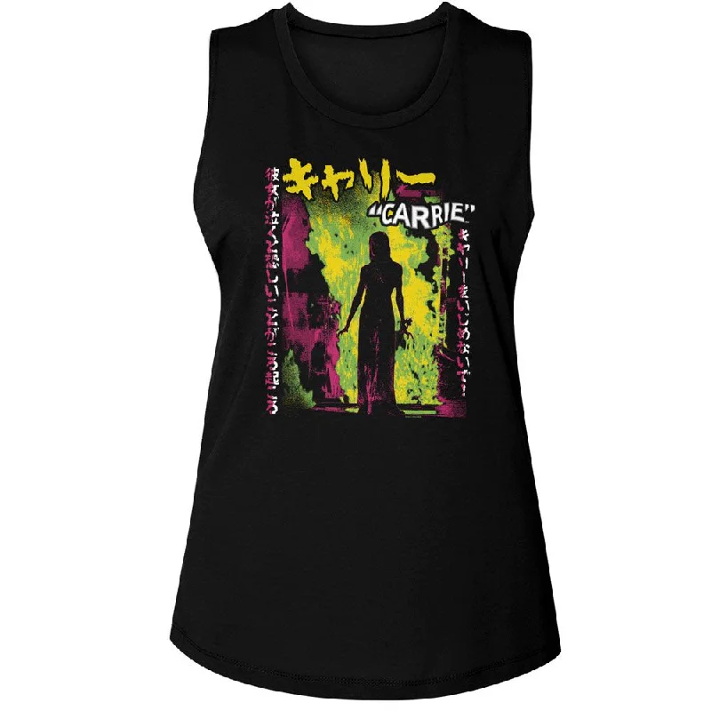 CARRIE Tank, Neon Fire Japanese Text strapless tank top