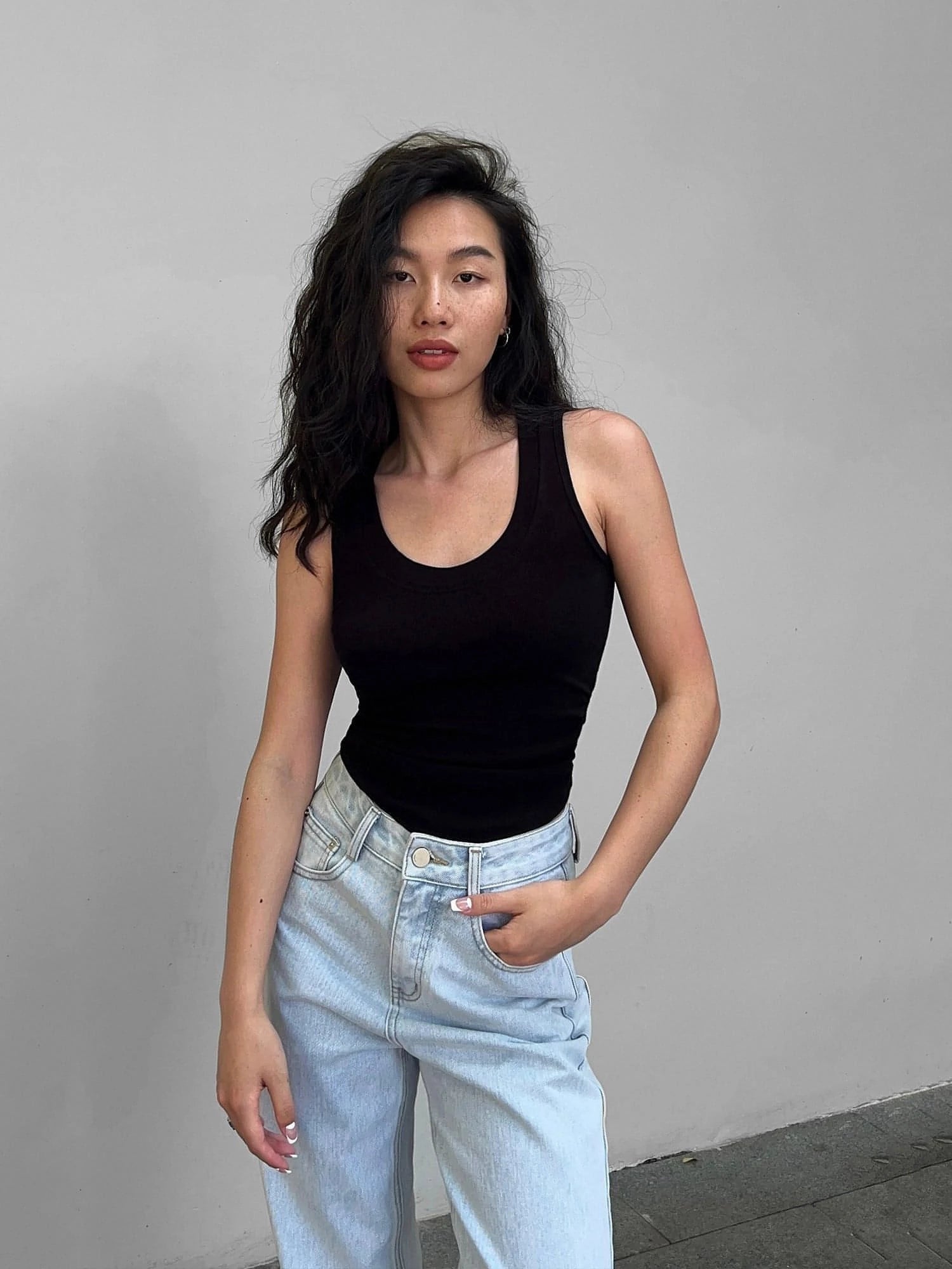 Summer Black Slimming Knitted Tank Top grey tank top
