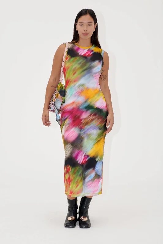 Tank crew neck kjole - Liquid Floral fashionable tank top