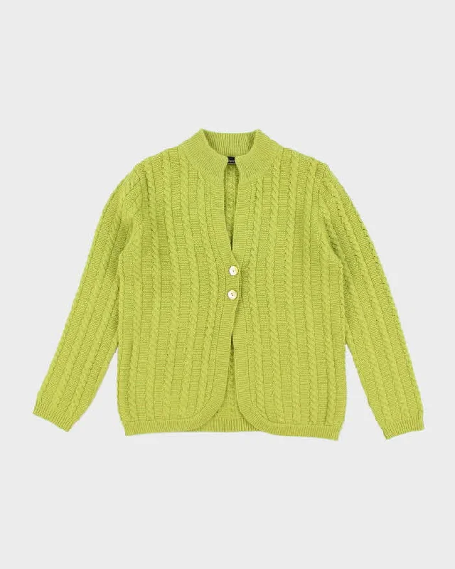 Vintage Aquasctum Green Angora & Wool Cardigan - L Toggled Drawstring Belted