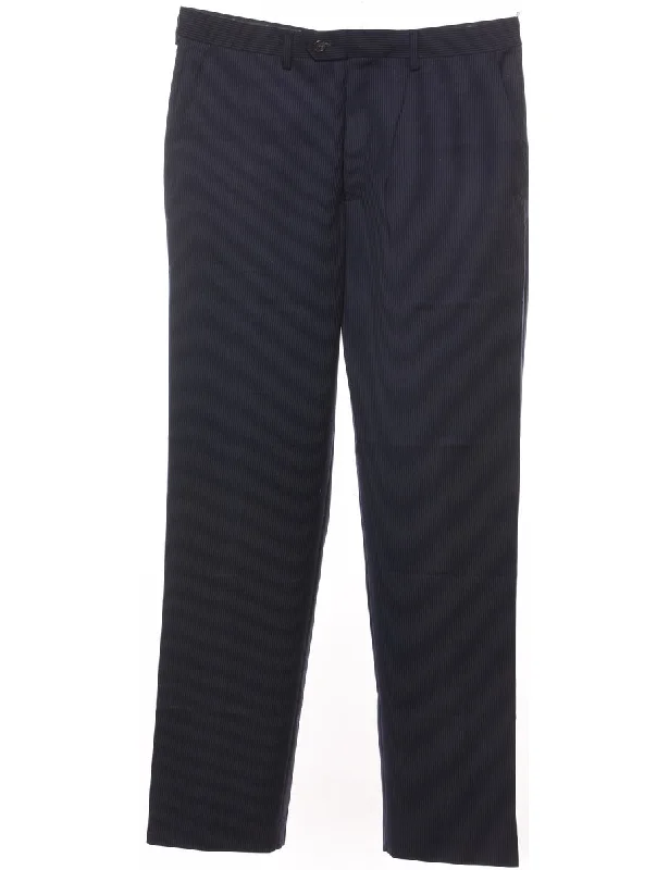 Chaps Pinstriped Navy Tapered Trousers - W34 L32 Trousers Exclusive Limited