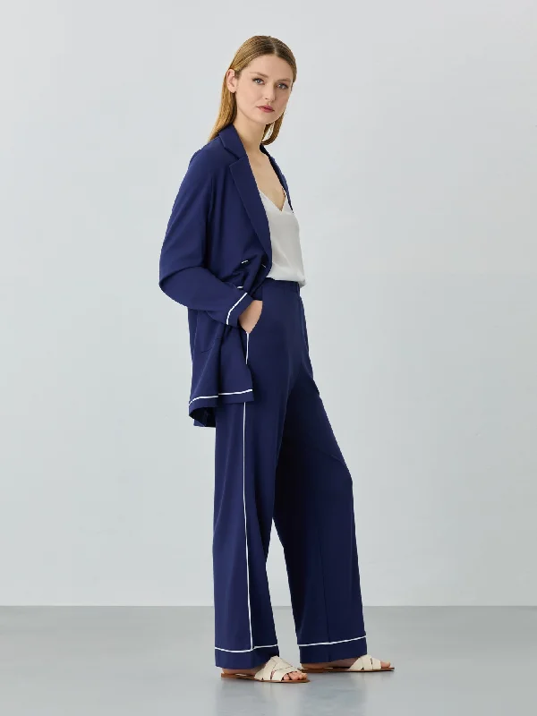 Wide Leg Punto Roma Trousers Trousers Cargo pockets