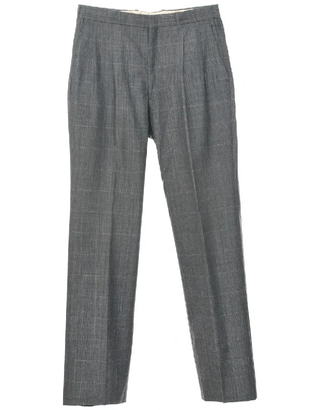 Checked Pattern Trousers - W30 L31 Trousers Palazzo Wide Leg