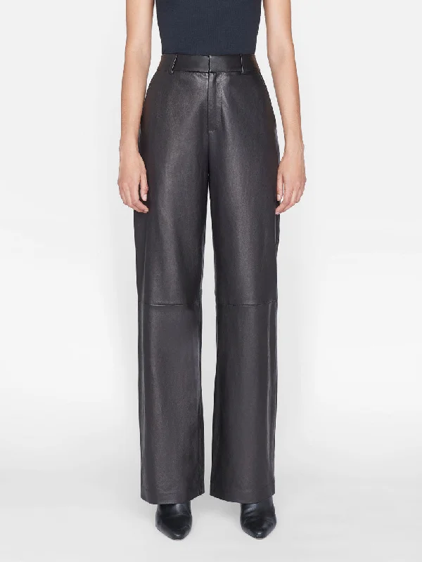 High Rise Relaxed Leather Trouser -- Noir Trousers Lace Delicate