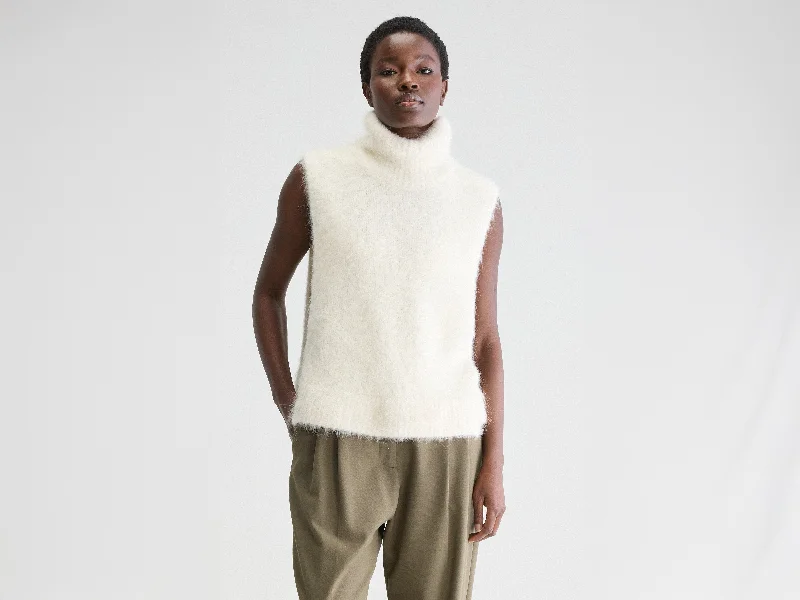 Daren sleeveless sweater (252 / W / NATURAL) Polka Dot Checkered Tartan
