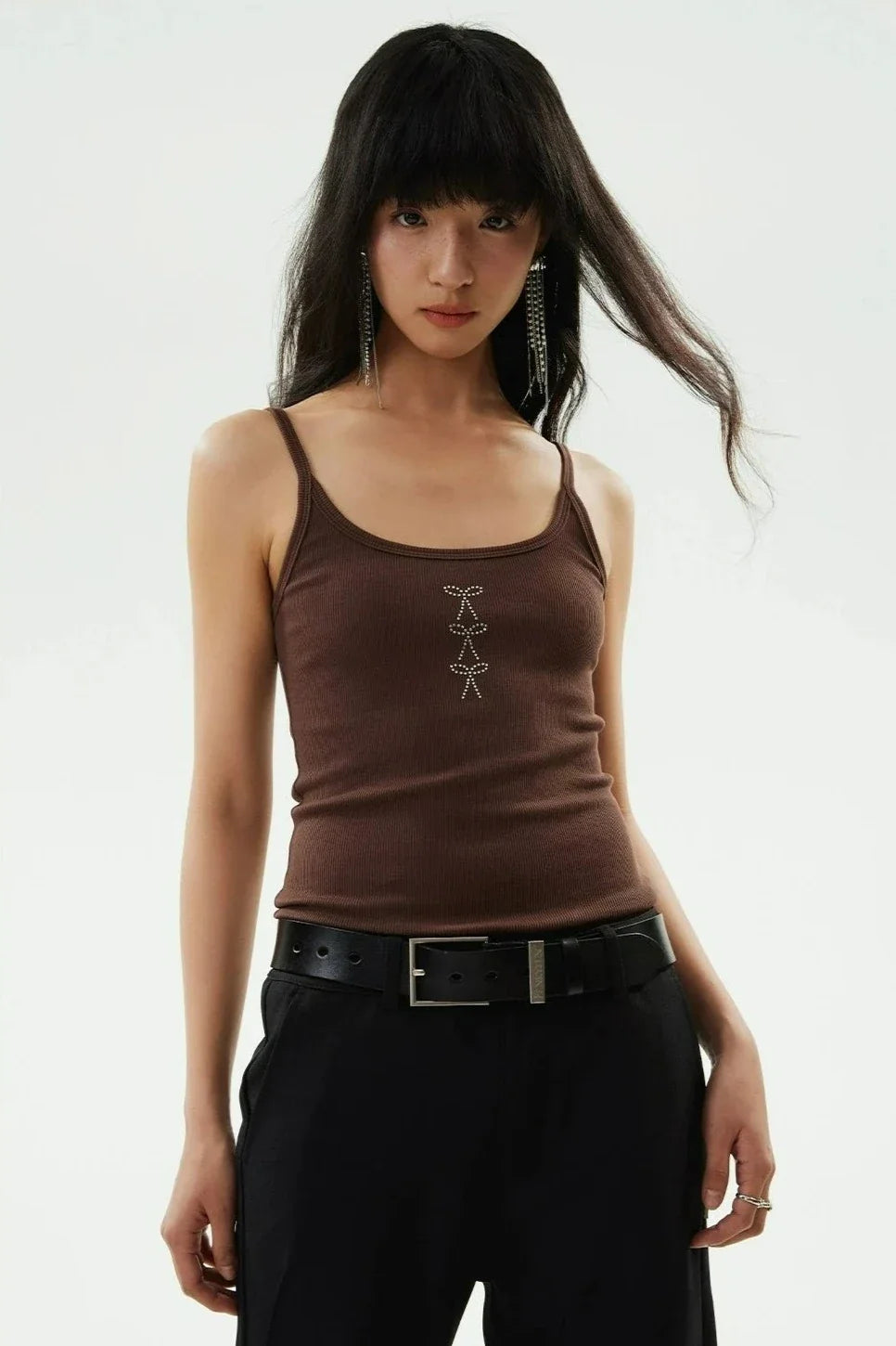 Slim Ribbed Tank Top beige tank top