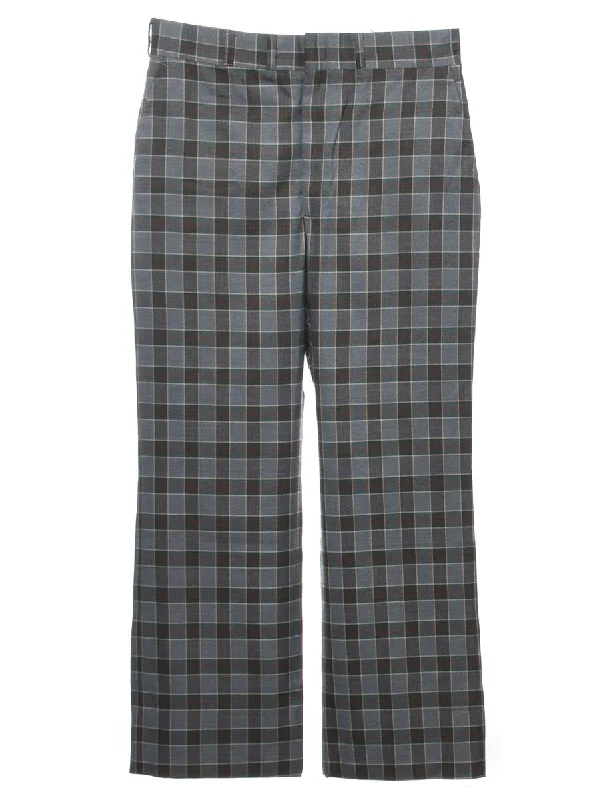Checked Pattern Trousers - W33 L30 Trousers Solid Black