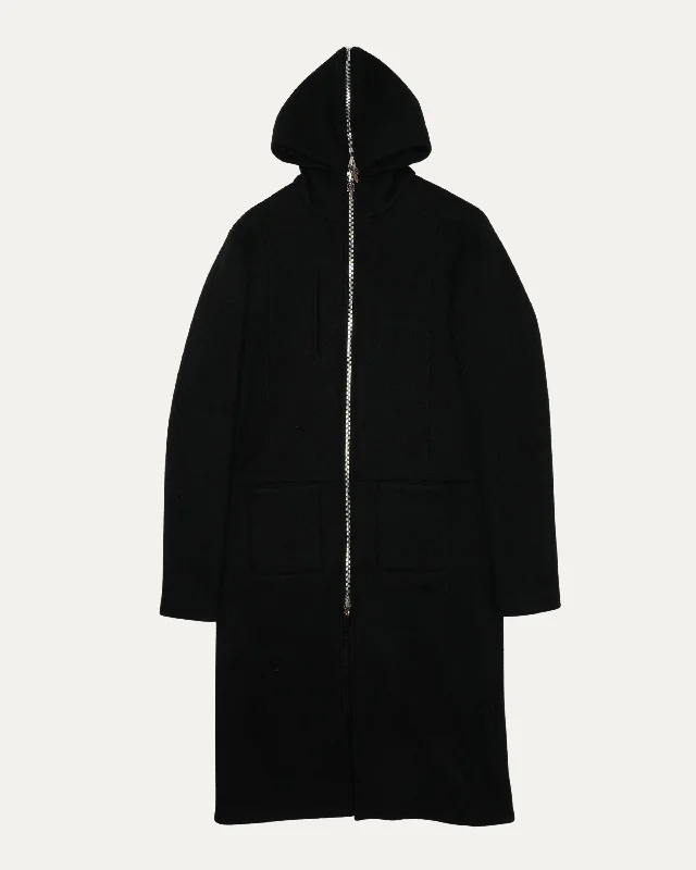 Missing Link Cashmere Zip Apart Coat Denim Leather Suede