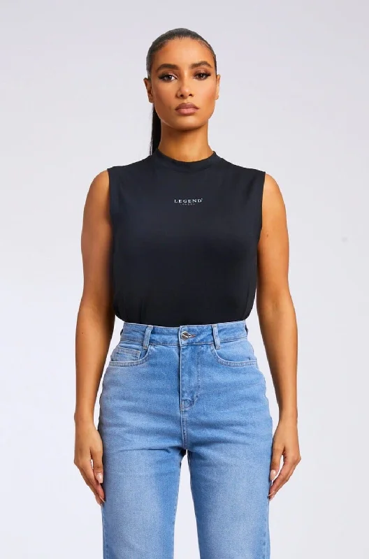SLEEVELESS TANK TOP - BLACK strappy tank top