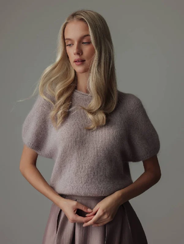 Lilac Short-Sleeve Sweater Casual Formal Business