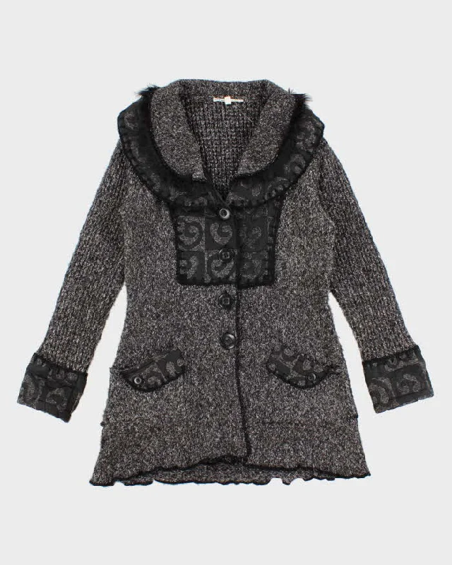 Vintage 90s/00s Cleo Light Knit Long Cardigan - M Wool Fabric Cashmere Fabric Tweed Fabric