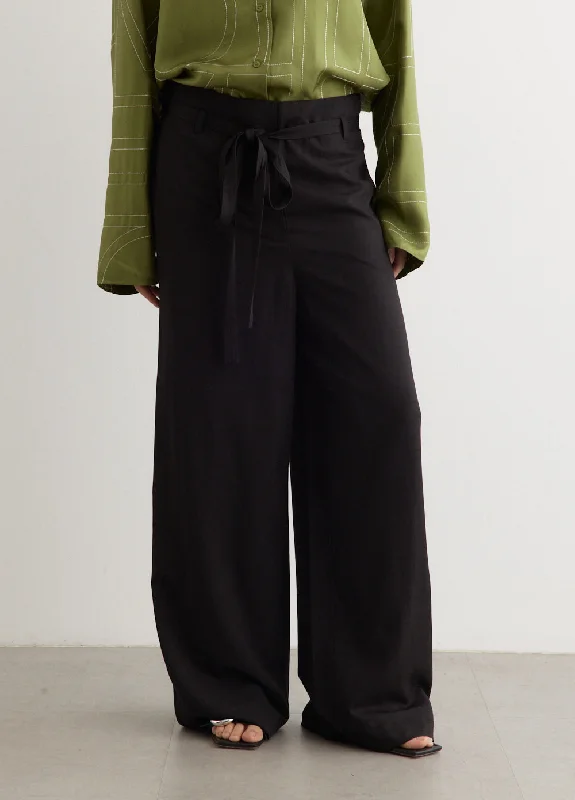 Fluid Tie-Waist Trousers Trousers Party Sparkling