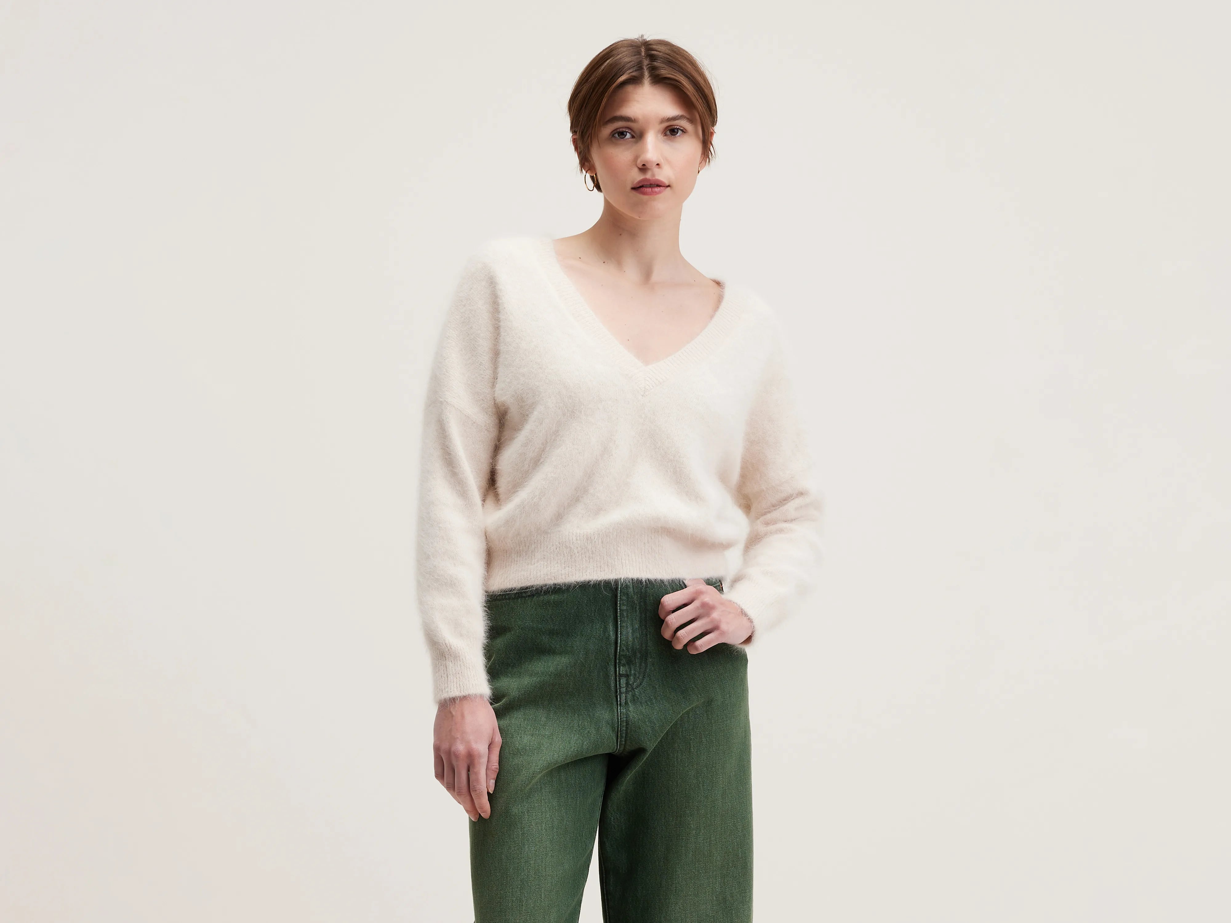 Datev angora-blend sweater (242 / W / PARCHEMIN) Hooded Sweater Collared Sweater Shawl Collar