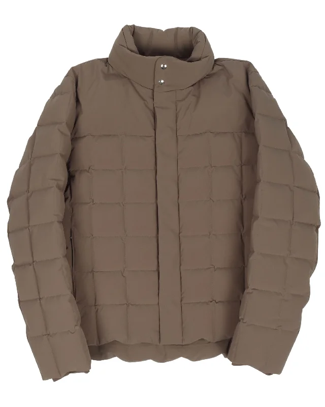 Puffer Jacket Zip Front Button Front Snap Front