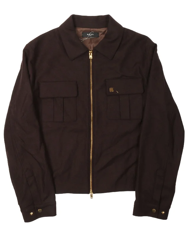Wool Zip Up Jacket Print Jacket Jacquard Jacket Embroidered Jacket