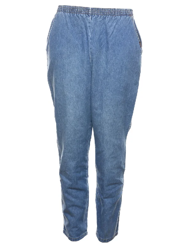 Light Wash Tapered Denim Trousers - W28 L29 Trousers practical easy-care