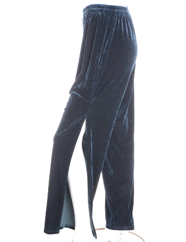 Label Split Side Velvet Trousers Trousers Fleece Cozy