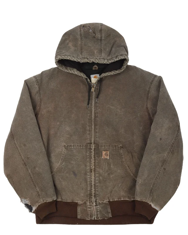 Carhartt Hooded Work Jacket Faux Fur Fabric Real Fur Fabric Shearling Fabric