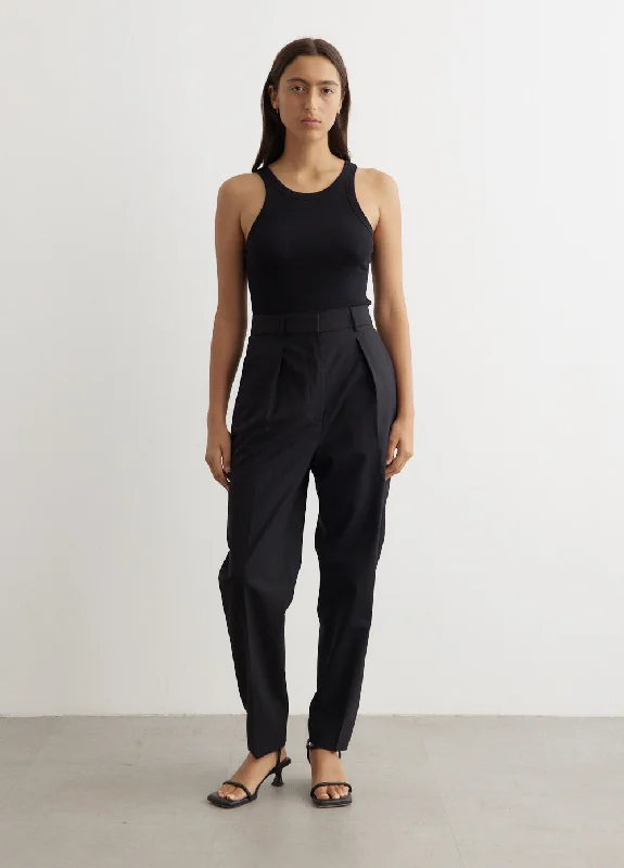 Carrot Fit Single Pleat Trousers Trousers Canvas Durable