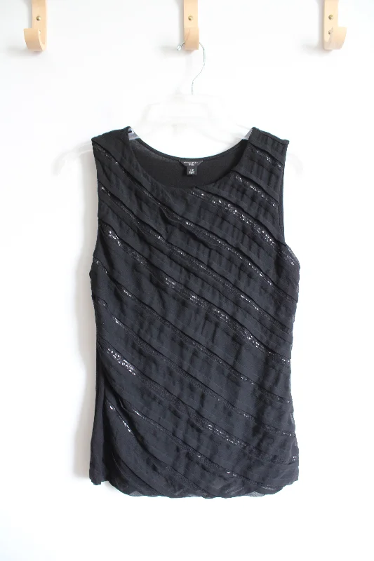 Ann Taylor Sequined Diagonal Striped Tank Top | M Petite strapless tank top