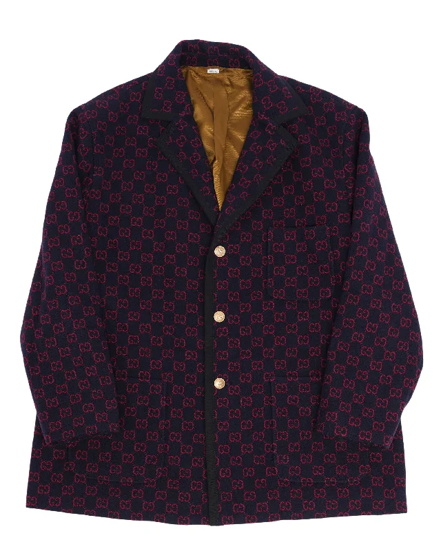Jacquard Monogram Chester Coat Appliqued Beaded Sequined