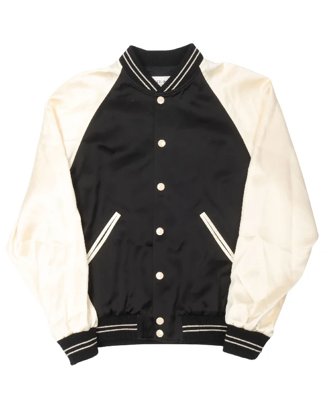 Palm Tree Satin Jacket Zip Front Button Front Snap Front