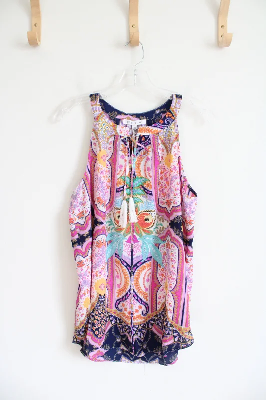 NEW Rose & Olive Multi-Patterned Colorful Tank Top | L relaxed fit tank