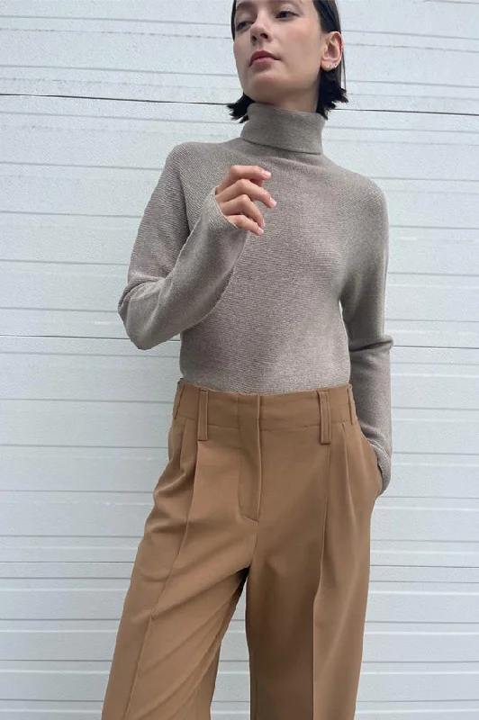 Ulla Wide Leg Trousers in Camel Trousers Fleece Cozy