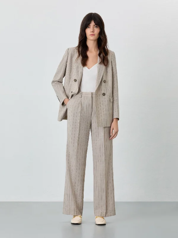Loose Fit Trousers In Wool Blend Trousers Capri Summer