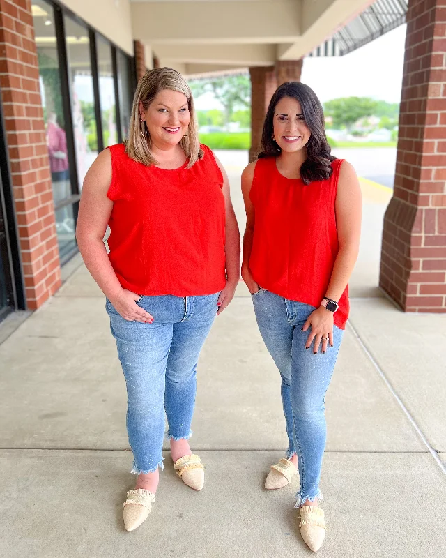 FINAL SALE Airflow Tank - Coral flirty tank top